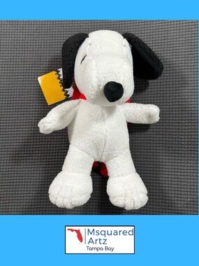 Peanuts Snoopy Sherpa Plush Backpack White Black Red Straps Zipper NWT